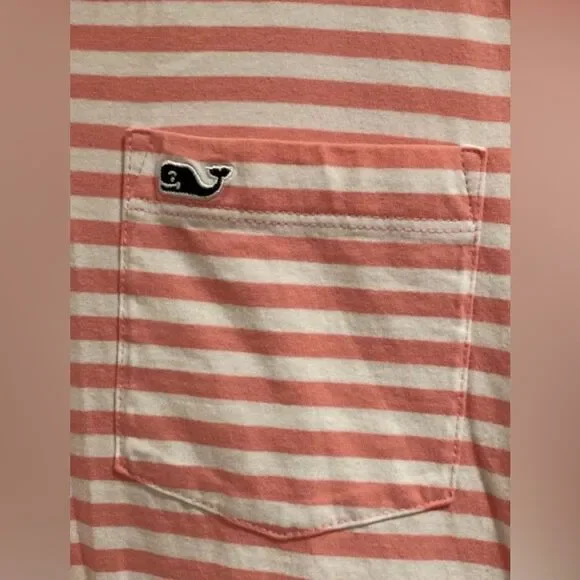 Vineyard Vines Men’s Polo Pique Shirt Short Sleeve Pink White Stripes Size XL - Picture 3 of 11
